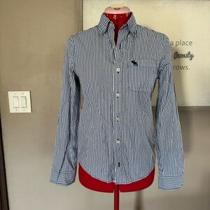 Abercrombie & Fitch Navy Striped Button Down Shirt